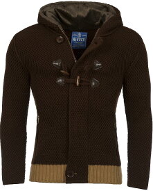 ローゲージ ニットパーカー ジップアップ セーター メンズ ウール混　黒白茶 羽織り アウターニットジャケット