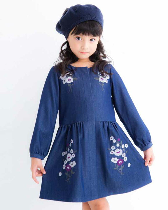 楽天市場】SALE! 50%OFF!! 【BeBe ベベ】先染めデニム刺繍ワンピース 