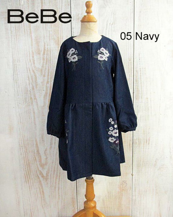 楽天市場】SALE! 50%OFF!! 【BeBe ベベ】先染めデニム刺繍ワンピース 