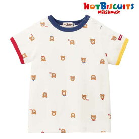 サンクスプライス☆MIKIHOUSE HOTBISCUITS ミキハウス ホットビスケッツ　ビーンズくん総柄半袖Tシャツ：80cm,90cm,100cm ：72-5201-492