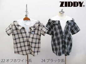 SALE! 60%OFF!! 2022春夏　ZIDDY ジディ　チェック レイヤード風 シャツ：150cm、FREE：1226-42524