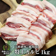送料無料 天然猪 焼肉用 特上カルビ 1kg お子様にも食べやすい柔らかさ 広島県福山産 猪肉 いのしし肉 イ…