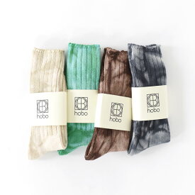 【SALE 10％OFF】hobo(ホーボー)/TIE-DYED CREW SOCKS C/N/PUタイダイクルーソックス【ネコポス2点まで可能】【返品交換不可】