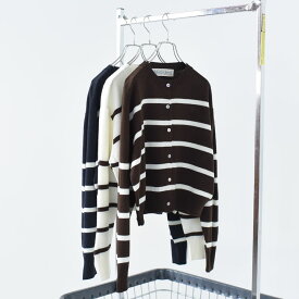 【SALE 30％OFF】MidiUmi（ミディウミ）/border knit short cardigan ボーダーニットショートカーディガン/4-729711【返品交換不可】