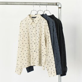 【SALE 20％OFF】mizuiro ind（ミズイロインド）/flocky dots print shirt フロッキードットプリントシャツ/4-230058【返品交換不可】