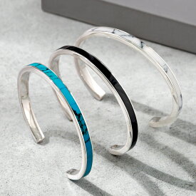 ＼12/5限定P10倍／SALE10%OFF&割引クーポン　Binich(ビニッチ) 天然石 ライン バングル シルバー925 アクセサリー ターコイズ オニキス ハウライト ブレスレット メンズ シンプル[シルバーブレスレット]