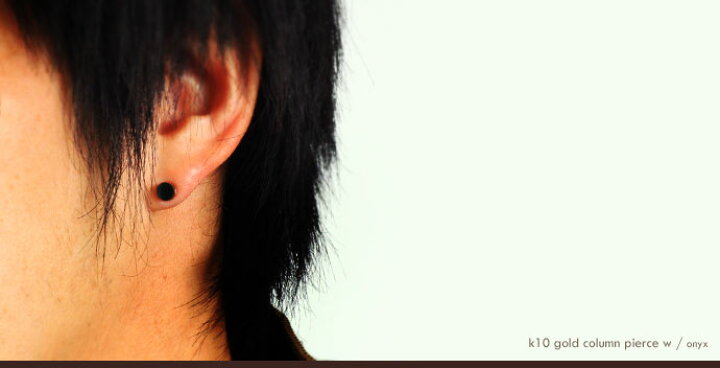 8 10限定p10倍割引クーポン Flui シンプル フルイ Cultural 天然石 ラウンドフレームピアスw 片耳用 メンズ 1個売り オニキス ブランド ゴールド ピアス K10 カルトラルフルイ