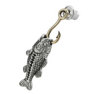 ＼割引クーポン配布／ブラックバス 釣り針 ピアス メンズ シルバー925 フィッシュフック ドロップピアス …