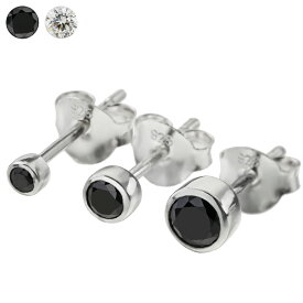 ＼10%OFFクーポン配布／Binich(ビニッチ) ジルコニア ピアス メンズ レディース シンプル 一粒 スタッド シルバー925 アクセサリー ブラック クリア 小さい [シルバーピアス] 片耳用 (1個売り)