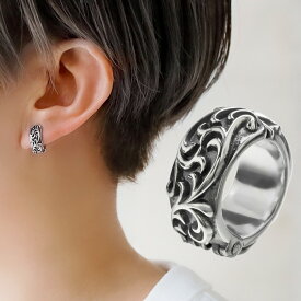 Binich(ビニッチ) 幅6mm アラベスク フェイクピアス メンズ レディース イヤーカフス イヤカフ イヤークリップ シルバー925 アクセサリー ノンホール バネ式 スプリング 唐草 幅広 [シルバーピアス] 片耳用 (1個売り)