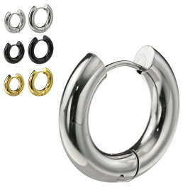 ＼10%OFFクーポン配布／Binich(ビニッチ) ピアス メンズ ワイド ステンレス フープ ピアス アクセサリー 太め[ステンレスピアス] 片耳用 (1個売り)