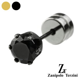 zanipolo terzini (ザニポロタルツィーニ) 5mm ブラック ジルコニア スタッドピアス メンズ 男性 ピアス アクセサリー サージカルステンレス ピアス[ステンレスピアス] 片耳用 (1個売り)