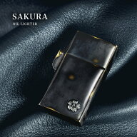 Binich(ビニッチ) 桜 ブラックカラー オイルライター スリム 真鍮 ブラス アクセサリー アンティーク風 …