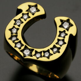 Binich(ビニッチ) ホースシュー リング メンズ 指輪 メンズ ジルコニア 馬蹄 スター 星 アクセサリー ゴールド 馬蹄 スター ブラス[真鍮]