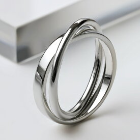 Binich(ビニッチ) シンプル 2連 リング メンズ 指輪 メンズ 平打ち シルバー925 アクセサリー ねじれ ひねり[シルバーリング]