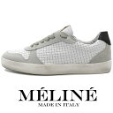 MELINE ≪メリン≫ イタリア製 レザースニーカー メンズ イタリアブランド イントレチャート型押しレザー カジュアルシューズ ≪ホワイト 白 レザースニーカー 革靴 本革 メッシュ型押し≫【送料無料】WAGTK26500