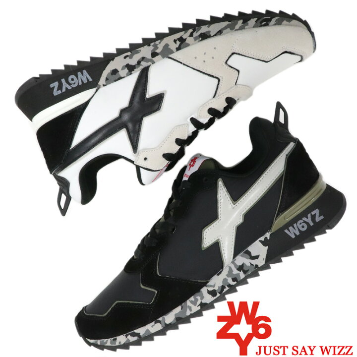 楽天市場 W6yz ウィズ Just Say Wizz ジャストセイウィズ イタリアブランド スニーカー メンズ カモフラミッドソールコレクション レザー X ナイロン スニーカー ブラック 黒 ホワイト 白 カモフラージュ 国内正規品 送料無料 womk スーツ