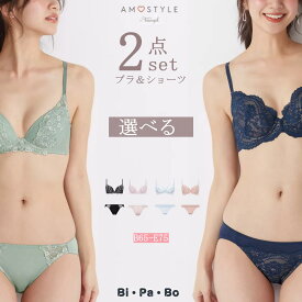 アモスタイル セット ブラジャー ショーツ セットトリンプ アモスタイル 選べる おまかせ 刺繍レース おしゃれ シンプル 下着 レディース ブラセット ブラショーツ 上下セット セットアップ お得