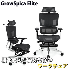 グロウスピカ エリート GrowSpica Elite (送料無料) ワークチェア 仕事 椅子 デスクチェア パソコンチェア PCチェア 映画鑑賞 読書 猫背 背筋 フットレスト デスクワーク ファーストクラス ランバーサポート