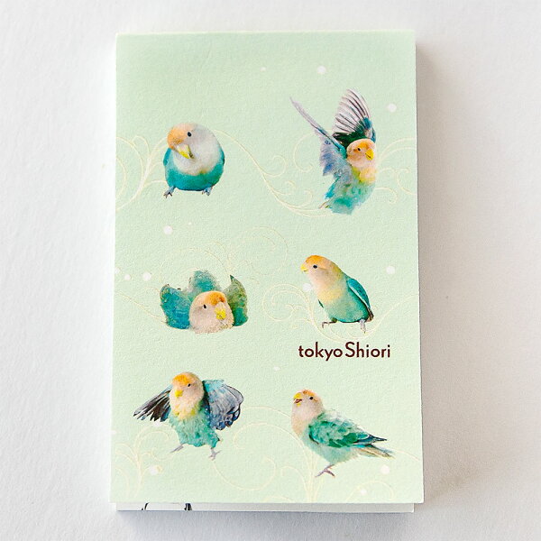 tokyoshiori   メモパッドミニ図柄入りB   コザクラインコ   245A0280 ネコポス 対応可能　BIRDMORE バードモア CRAFT GARDEN 鳥用品 鳥グッズ 雑貨  コザクラインコ グッズ