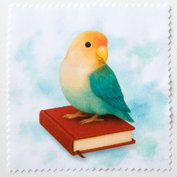 tokyoshiori  眼鏡拭き（小）本の上  コザクラインコ  245A0299 ネコポス 対応可能　BIRDMORE バードモア CRAFT GARDEN 鳥用品
