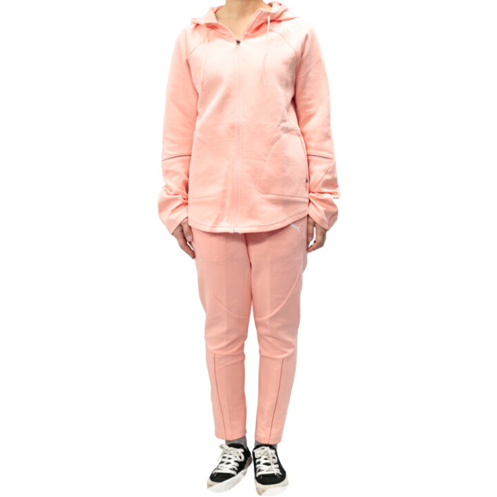 楽天市場 プーマ レディース セットアップ Puma Evostripe トレーニング セットアップ ブランド Puma 無地 春 夏 おしゃれ シンプル 女性 かっこいい 長袖 セット ジム フィットネス ドライ 吸水 速乾 吸汗 フィット フード かわいい ピンク ロゴ
