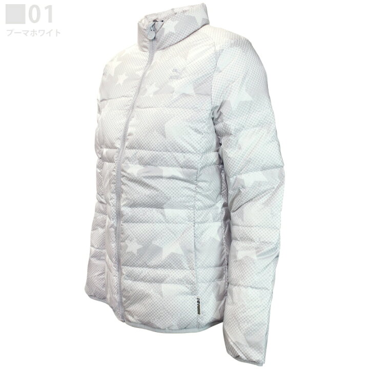 楽天市場 10 Offクーポンあります プーマ レディース アウター Puma Ilp ライト ダウンジャケット Puma スポーツ ウェア ウエア スポーツウェア トレーニングウェア トレーニング 軽量 ダウン 防寒 ジャケット シンプル ホワイト 星 総柄 ネイビー 無地