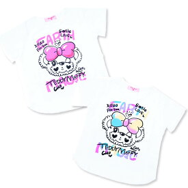 アースマジック EARTHMAGIC ストリート風 マフィー グラフィック ビッグTシャツ tシャツ キッズ 女の子 半袖 　ゆったり ビッグシルエット 子供服 トップス 100 110 120 130 140 シロ ホワイト ピンク マルチカラー 普段着 通園 通学 保育園 幼稚園 小学校 幼児 小学生