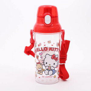 【水筒 ハローキティ】食洗機対応直飲みプラ製ワンタッチクリアボトル【ハローキティ クッキー/PSB5TR】ハローキティ サンリオ 水筒 ボトル ストロー お昼 ランチ 遠足 運動会 行楽 可愛い