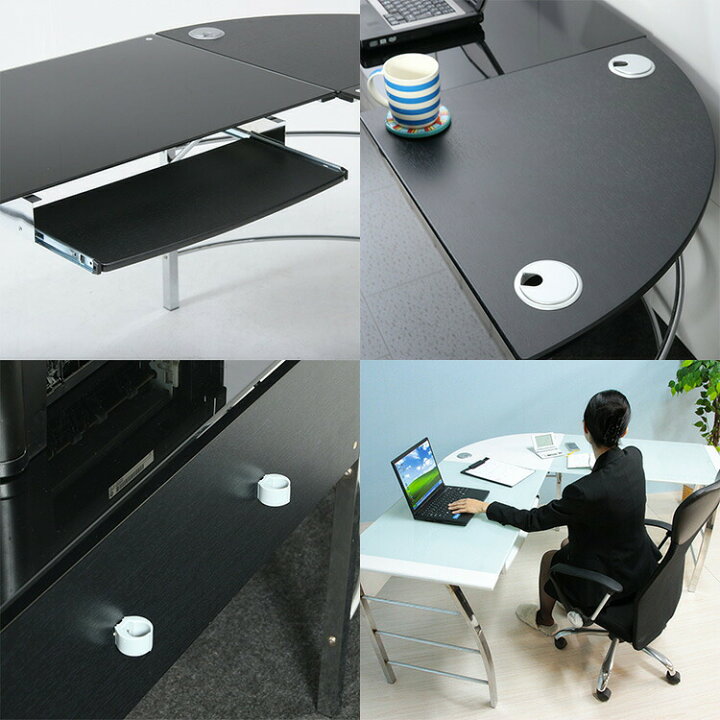 楽天市場】【パソコンデスク おしゃれ】ガラスPCデスク L型 CT-1040 