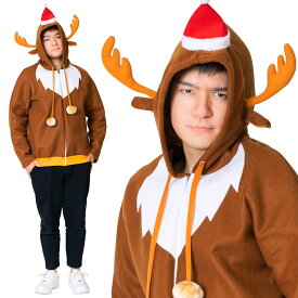 クリスマス コスプレ 女 男 メンズ トナカイパーカー ■ かっこいい クール かわいい おもしろい 面白い サンタクロース 男性 女性 レディース 男女兼用 衣装 仮装 コーデ コスチューム ハロウィン パーティー 結婚式 二次会 忘年会 宴会 余興 学園祭 文化祭 演劇 イベント