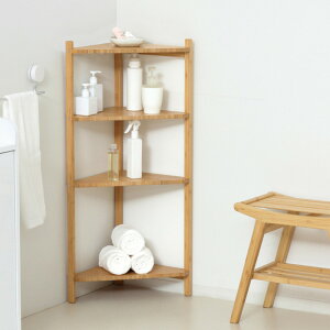 【レビュー特典】SDGsインテリアシリーズ家具 Bamboo コーナーラック4段 竹ラック 竹棚 竹収納 自然素材 和モダン【23556】【送料無料】【メーカー直送品】 竹デザイン 一人暮らし応援 シンプ