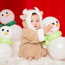 【クリスマス ベビー 衣装】マシュマロトナカイ Baby カバーオール もこもこ ふわもこ コスチューム コスプレ なりきり トップス 80cm 赤ちゃん クリスマス の プレゼント ギフト に