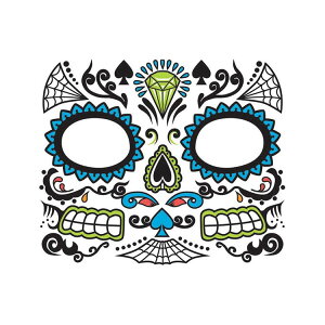 nEB RXv DAY OF DEAD TATTOO FACE-GLOW IN THE DARK MALE  낢 ʔ ^gD[ LVJ   RX`[ ߑ  R[f p[eB[  񎟉 YN  ] o