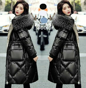 ダウンコート レディース ダウンジャケット 新作 大きいサイズ 暖かい フード付き ファー襟 ロング丈コート マキシ丈 着痩せ 体型カバー 防風防寒 上品 大人 おしゃれ