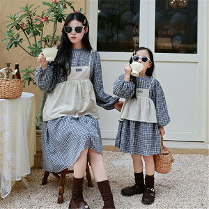 ペアルック 親子 ブランド 子供 赤ちゃん ワンピース 韓国風 親子 ペアルック チェック 冬 トップス ファッション 親子ペアルック 秋 ゆったり ママ 女の子 長袖 親子お揃い服 ベビー 大きい