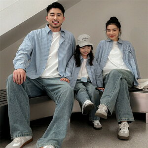 ペアルック 親子 ブランド ベビー 赤ちゃん シャツ 綿 親子 ペアルック ストライプ 冬 トップス シンプル 親子ペアルック 秋 ゆったり ママ 女の子 長袖 t パパ 親子お揃い服 大きいサイズ 子