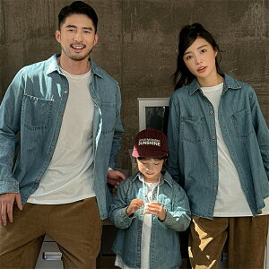 ペアルック 親子 ブランド ベビー 赤ちゃん シャツ 綿 親子 ペアルック デニム 冬 トップス 無地 親子ペアルック 秋 ゆったり ママ 女の子 長袖 t パパ 親子お揃い服 大きいサイズ 子供 家族
