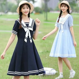 コスチューム衣装 コスプレ衣装 可愛い ピース 二本線 リボン コスプレ セーラー服 ワンピース 大きいサイズ 女子 制服 半袖 ワンピース JK 高校生 学園祭 レディース セーラー襟 ハロウィン コスプレ学生服 夏 女子制服コスプレ セーラーピース スクール 文化祭