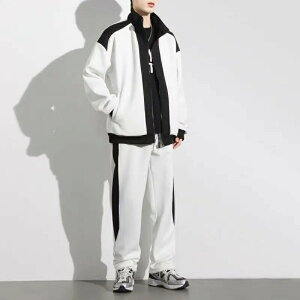 大きいサイズ ルームウェア 部屋着 アウトドア ジャージ セットアップ 韓国風 上下セット メンズ パッチワークスタイル スウェットシャツ スウェットパンツ カジュアル 男性用 おしゃれ 長