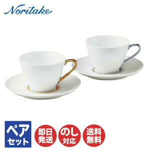 ノリタケ アミ カップ&ソーサー ペア (色変わり) 1605-6L/P94589【 コーヒー ティー ペアセット Noritake お返し ギフト 内祝 出産内祝 結婚祝 結婚内祝 快気祝 御祝 引き出物 引越祝 新築祝 陶器 磁