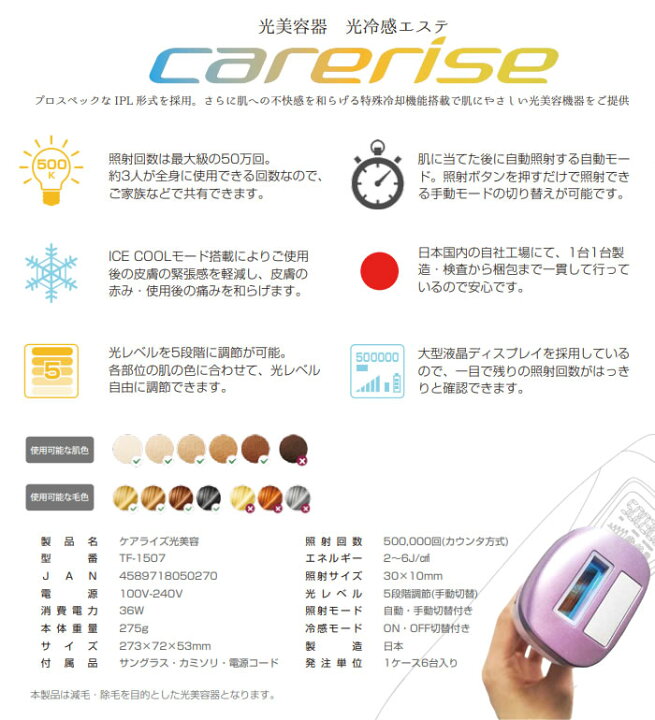 楽天市場】Carerise ケアライズ TF-1507 光美容器 【50万回照射可能 