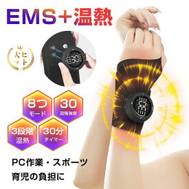 EMSマッサージャー 電熱リストバンド 温熱機能搭載 手首専用サポーター グラフェン温熱 手首マッサージ 低周波パルス 8モード 30段階強度 3段階温熱 リストケア リストウォーマー 手首の疲れ 冷え性 スポーツリハビリ マッサージ器 ワイヤレス 【PL保険加入済み製品・安心】