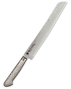 響十 Kyouto ダマスカス鋼 63層 TAMAHAGANE 槌目 ブレッドナイフ 230mm KS-1118