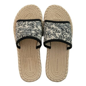 【公式】スリッパM Mono Flower モノフラワー アイボリー×ブラック ベージュ×オフホワイト 23cm 23.5cm 24cm 24.5cm ポリエステル 綿 EVA 軽量 花柄 ジャガード生地 CDF etendue CDFエタンデュ ビスク