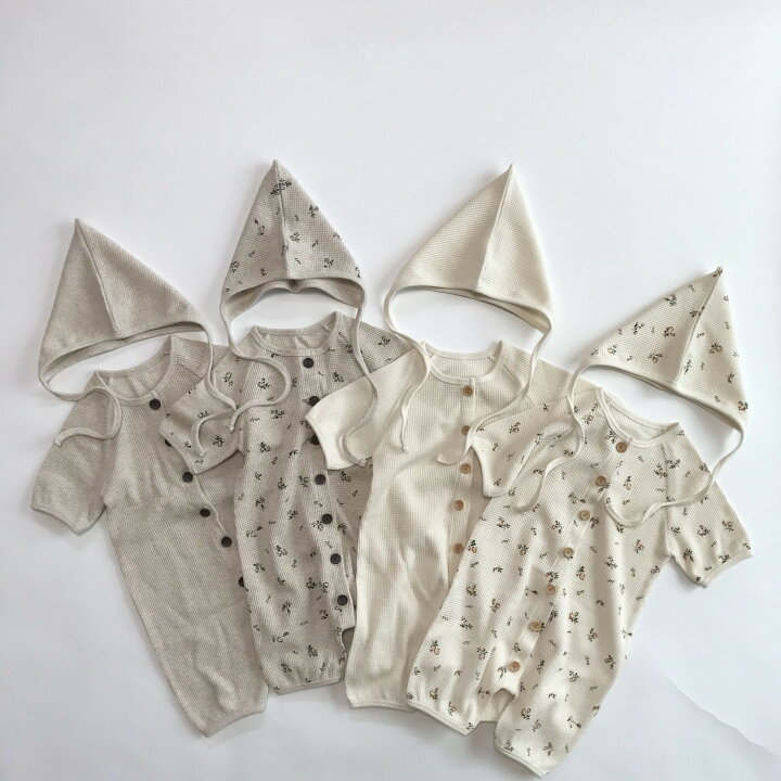 楽天市場 ワッフルロンパース Bisque びすく 韓国子供服 ビスク 男の子 女の子 ベビー服 新生児 ナチュラル シンプル 韓国子供服 Bisque 楽天市場店