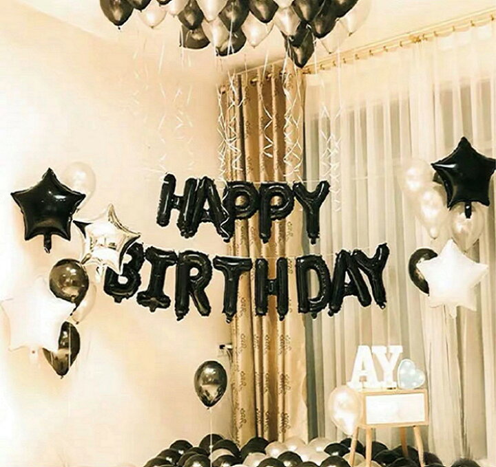 楽天市場 誕生日 バルーン セット 誕生日 飾り付け 誕生日パーティー飾り付け 誕生日バルーン 風船 バースデーパーティーグッズ Happybirthday バルーン 開店お祝い Happybirthday バルーン 男子 バルーン 女子 黒 バルーン 黒 風船 微笑ライフ
