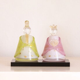 ガラスの雛飾り 春の風 (鶯色・桃色) 桐箱入 FIORETTO フィオレット 高野仰 ハンドメイド ガラスアート 雛人形 ひな人形 おひなさま 桃の節句 オブジェ コンパクト おしゃれ ギフト プレゼント