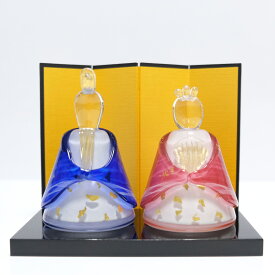 ガラスの雛飾り 春の風 (瑠璃色・紅色) 桐箱入 FIORETTO フィオレット 高野仰 ハンドメイド ガラスアート 雛人形 ひな人形 おひなさま ガラス雛 桃の節句 オブジェ コンパクト おしゃれ ギフト プレゼント