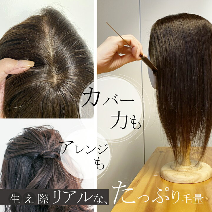 楽天市場】部分ウィッグ 自然 ワイド 人毛100% 日本仕上げ ウィッグ 高 